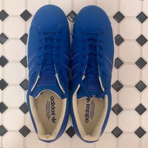 Adidas blue shell toe sneakers, mens’ size 12